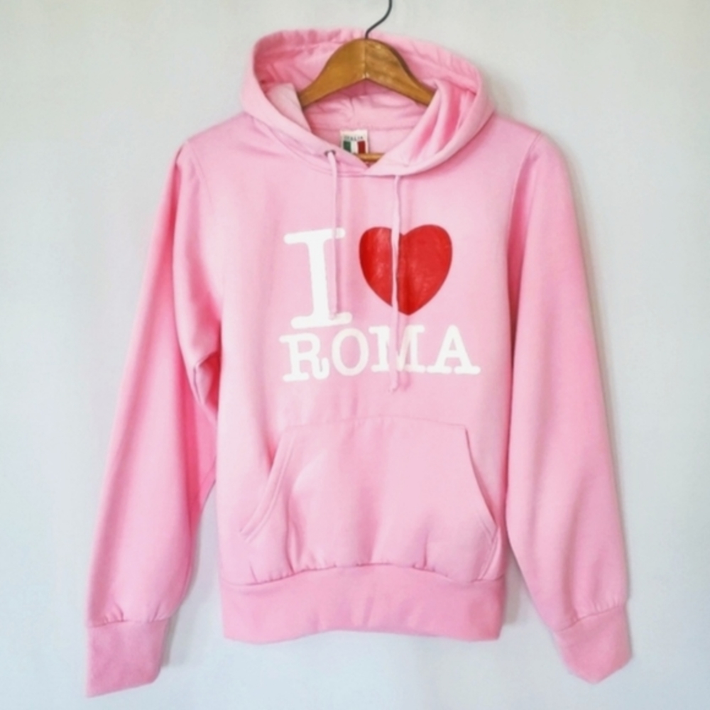 NWOT I Love Rome Roma Pink Hoodie Italy